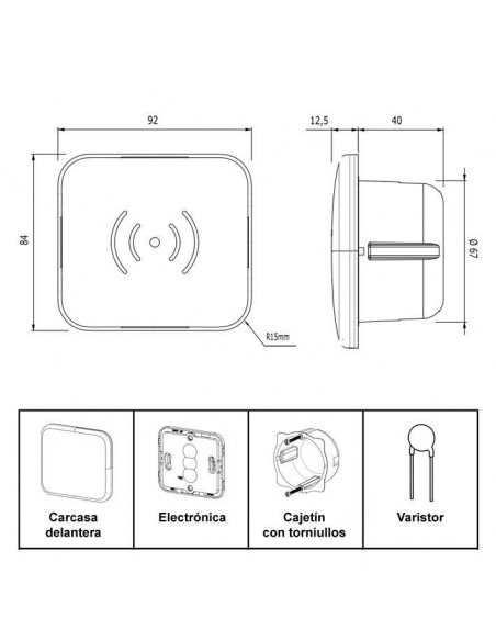 Lector de proximidad para empotrar EM - Dimensiones Lector de proximidad para empotrar EM - Dimensiones