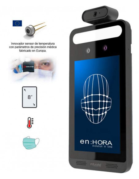 Avanzado terminal de reconocimiento facial con detector de temperatura de precisión y mascarilla. Avanzado terminal de reconocimiento facial con detector de temperatura de precisión y mascarilla.