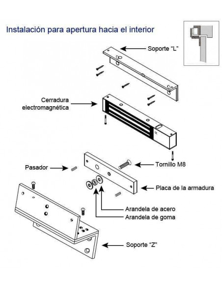 Adaptador en L para cerraduras electromagnéticas de 300 Kg Adaptador en L para cerraduras electromagnéticas de 300 Kg
