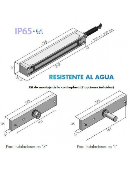 Cerradura electromagnética 300Kg. de exterior IP65 Cerradura electromagnética 300Kg. de exterior IP65