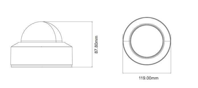 Dimensiones cámara techo